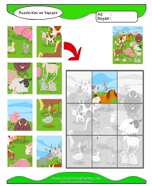 Puzzle Kes Yapıştır Çalışma Sayfaları
